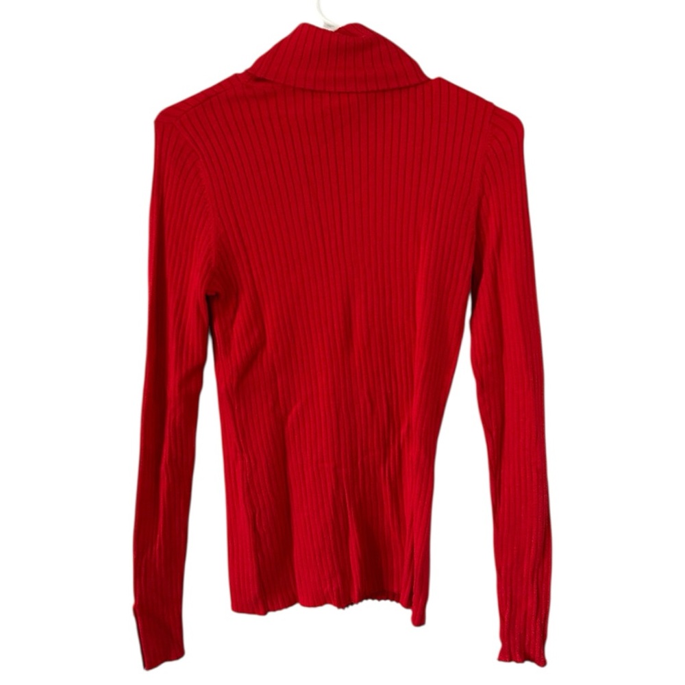 For Dillards Red Ribbed Turtleneck Sweater - Picture 2 of 5